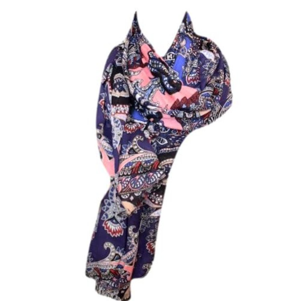 NWT Talbots long scarf navy blue paisley and floral